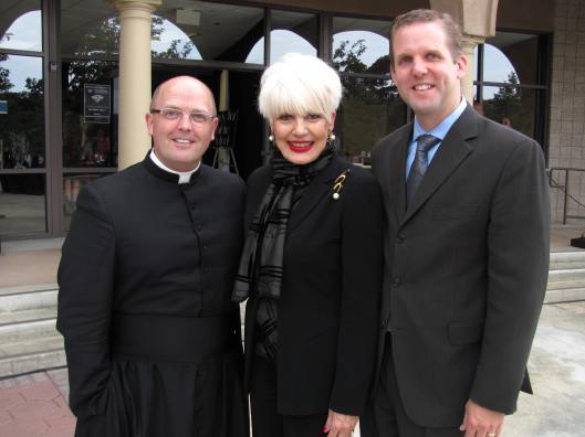 Father Robert Spitzer, left, and JSerra President Richard Meyer join me at the JSerra 10 Year Anniversary Celebration